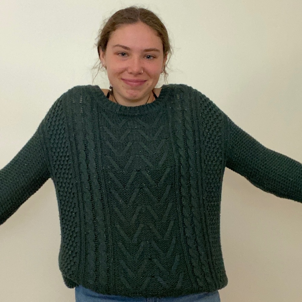 Green knit sweater
